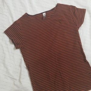 Ribbed Orange Striped Shirt American Apparel